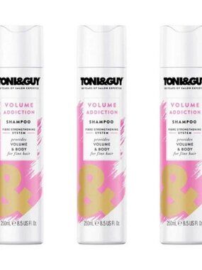 Toni&Guy Volume Addiction Shampoo Fibre Strengthening System Fine Hair 250ml x3